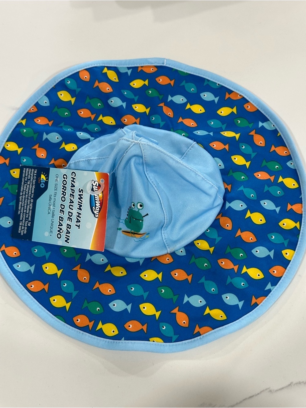 Swim Hat for Kids - Light Blue Frog Design
